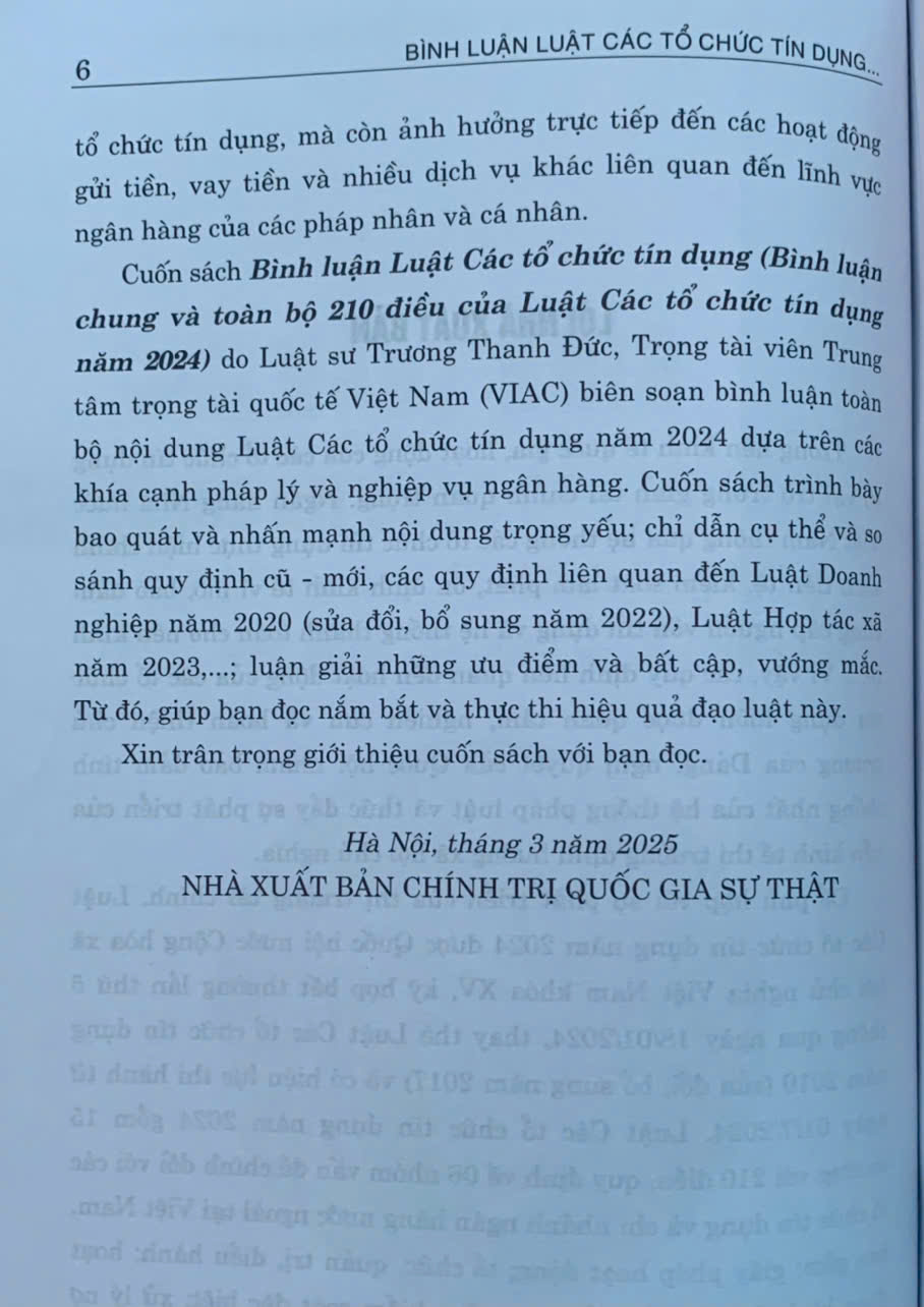 Bình luận Luật Các tổ chức tín dụng năm 2024