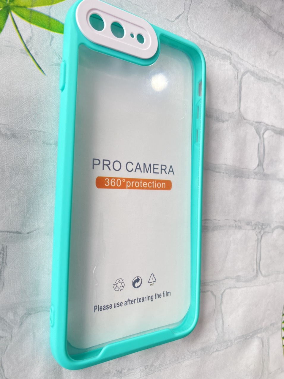Ốp lưng dành cho iphone 7 Plus/7+ xanh ngọc mặt lưng trong suốt