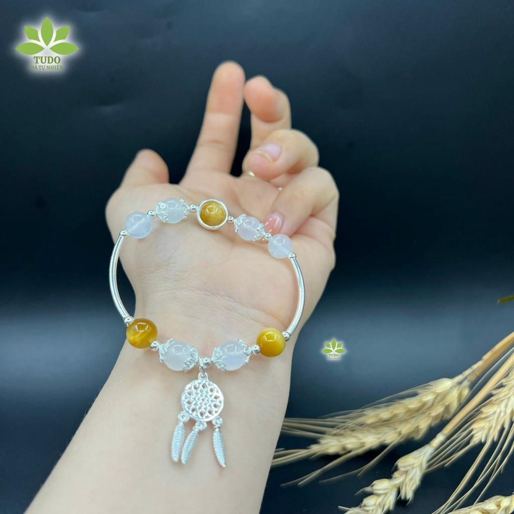Vòng Tay Nữ Đẹp - Vòng Phong Thủy Mệnh Kim Charm Dreamcatcher TUDO VCBMHVT VCBMOON B3K640 AG925