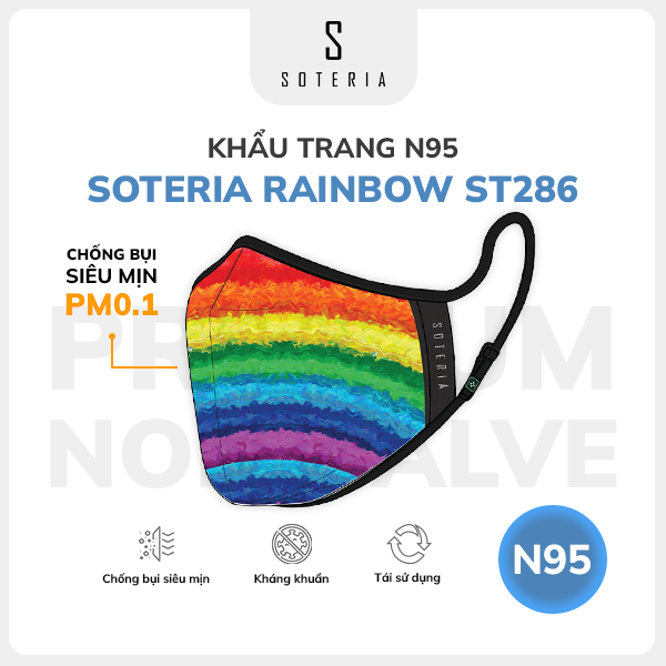 Khẩu trang thời trang Soteria Rainbow ST286 - N95 lọc 99% bụi mịn 0.1 micro