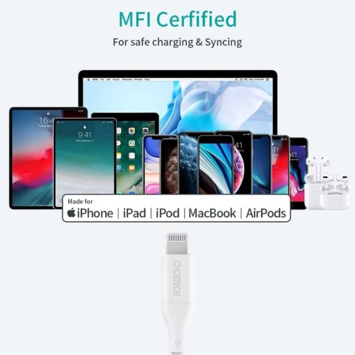 Bộ Củ Sạc Nhanh 20W Cho iPhone iPad CHOETECH PD5005 Kèm Cáp C to Lightning Chứng Nhận MFI Dài 1.2M IP0040 - Hàng Chính Hãng