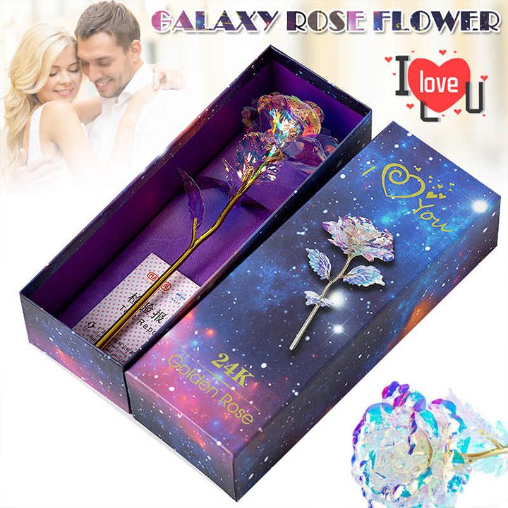 Hoa hồng GALAXY phát sáng độc đáo kèm hộp và túi sách