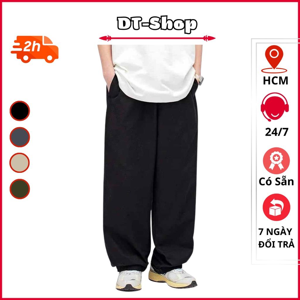 Quần Baggy Kaki Unisex Basic nam nữ cạp chun ống rộng phong cách Hàn Quốc