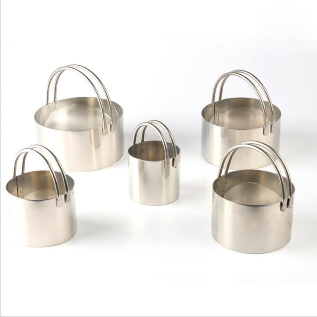 5x Cake Mold Baking Accessory Creative Cookie Cutters Stainless Steel Circle -