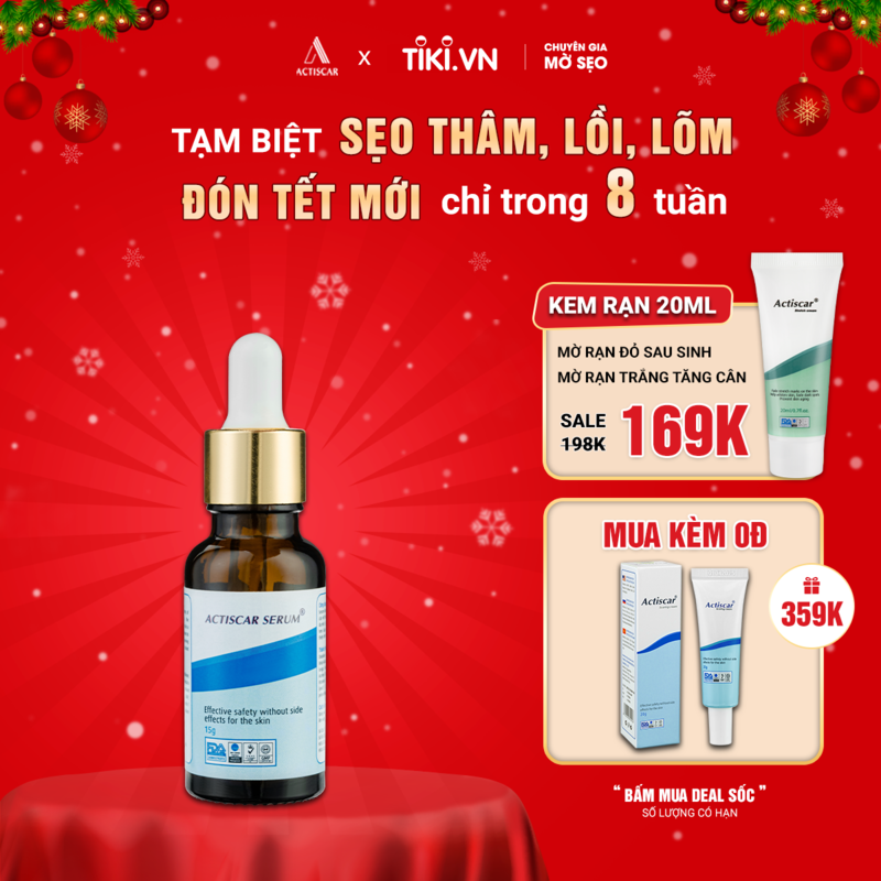 Serum xoá mờ sẹo Actiscar giảm sẹo lồi, sẹo rỗ và mờ thâm 15g