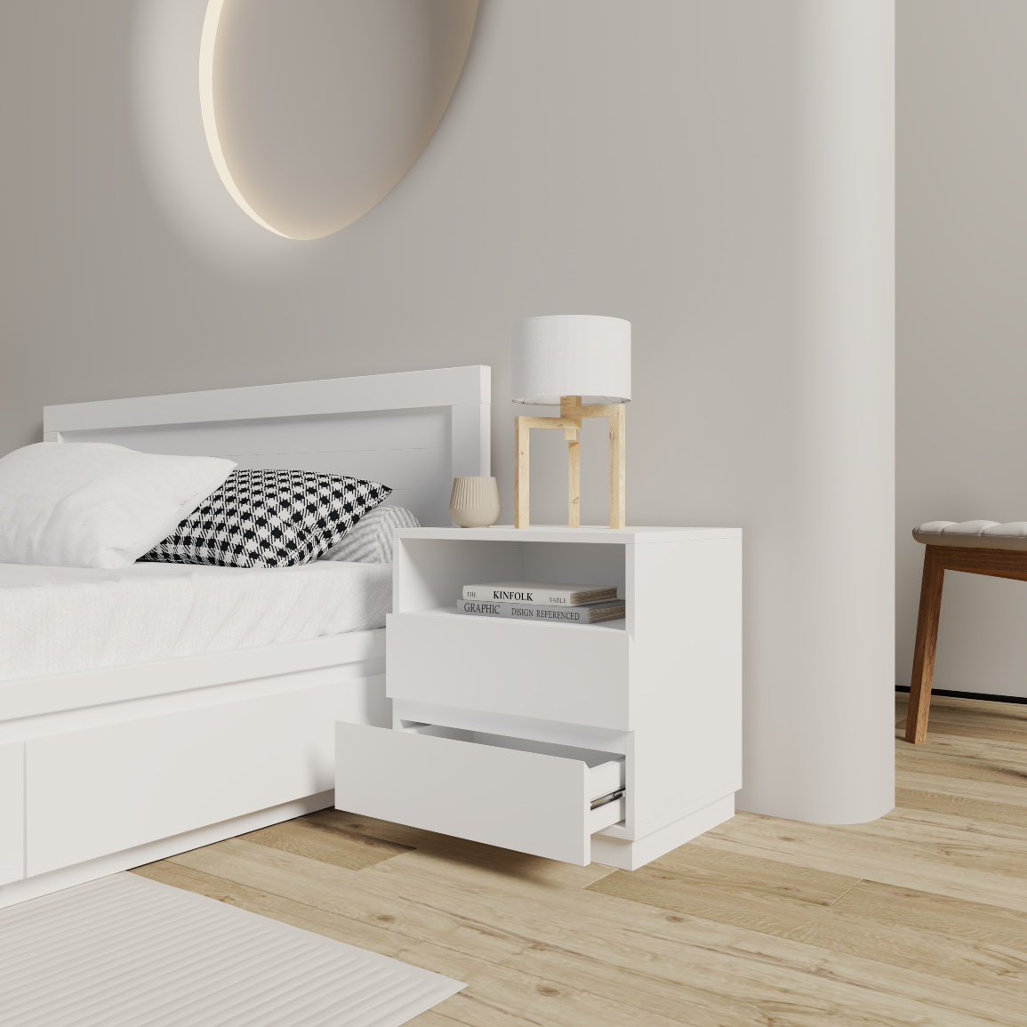 [Happy Home Furniture] MACRO, Táp đầu giường 3 ngăn ,  50cm x 40cm x 52cm ( DxRxC), THK_037