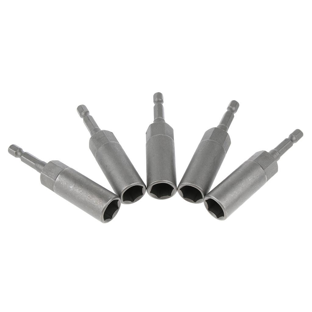 Socket Nut Driver Set Drill Bit Adapter 1/4'' Hex Shank 12mm 5pcs
