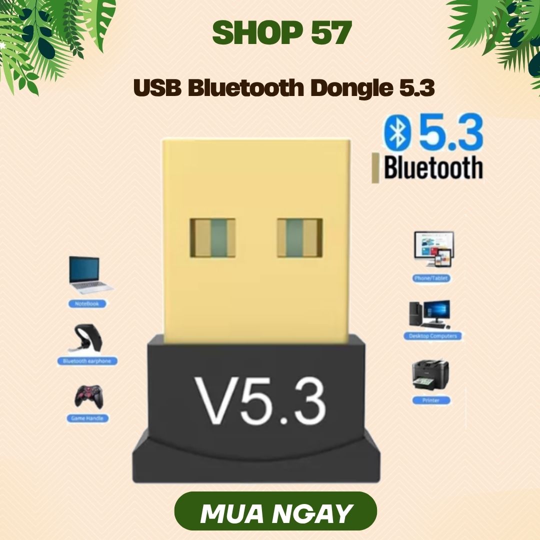 (Hàng chính hãng)USB Bluetooth Dongle Bluetooth 5.3 – Bộ thu phát BT không dây cho PC, Laptop