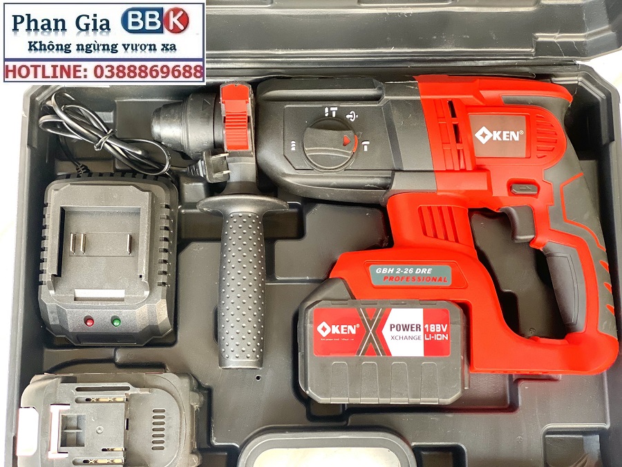 Máy Khoan Bê Tông KEN 188V - PIN 15 CELL 3 Chức năng - Động Cơ Từ Không Chổi Than - Máy Khoan Có Búa 100% Dây Đồng - Bảo Hành 12 Tháng