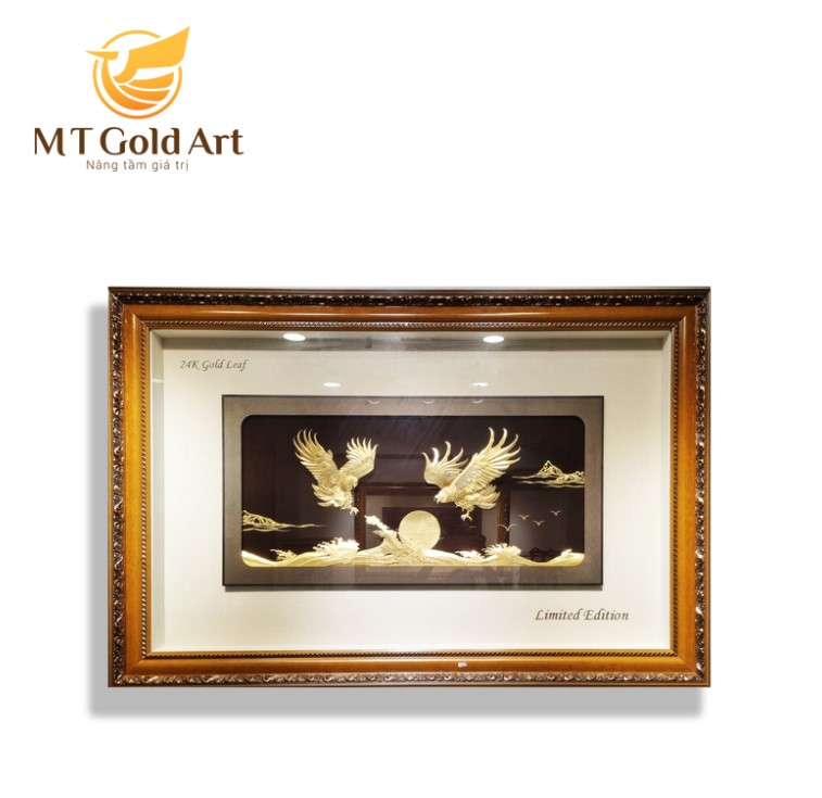 Tranh đại bàng tung cánh dát vàng (100x150cm) MT Gold Art- Hàng chính hãng, trang trí nhà cửa, phòng làm việc, quà tặng sếp, đối tác, khách hàng, tân gia, khai trương