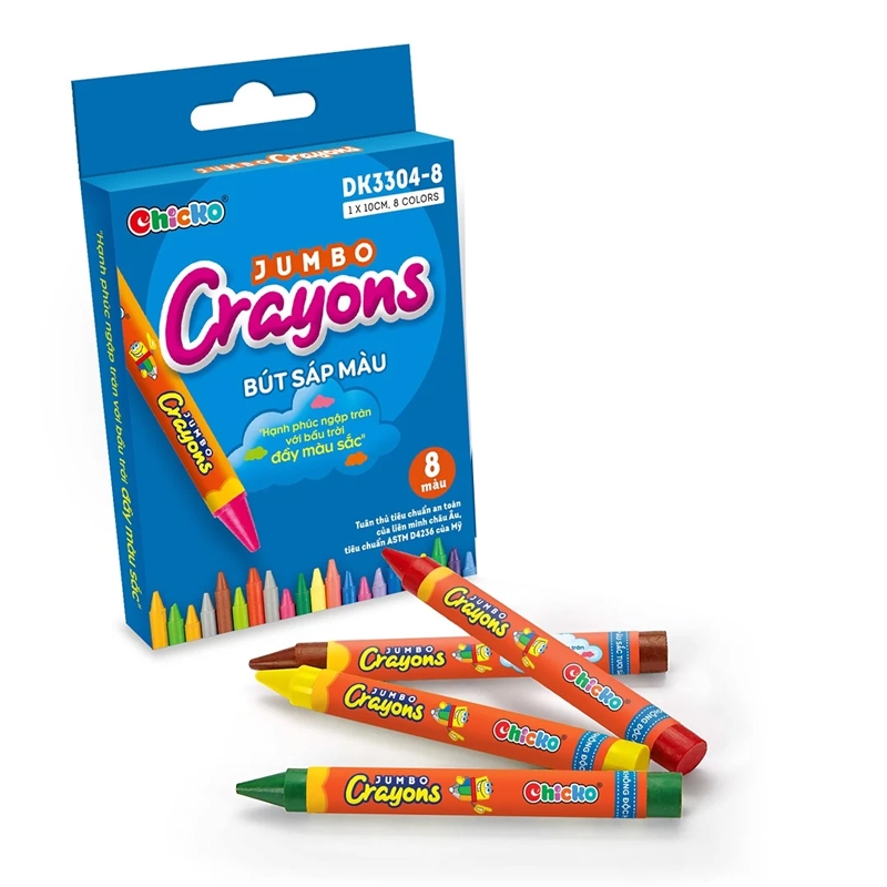 Bộ 2 Bút Sáp Màu Chicko Jumbo Crayons - 8 Màu - DK3304-8