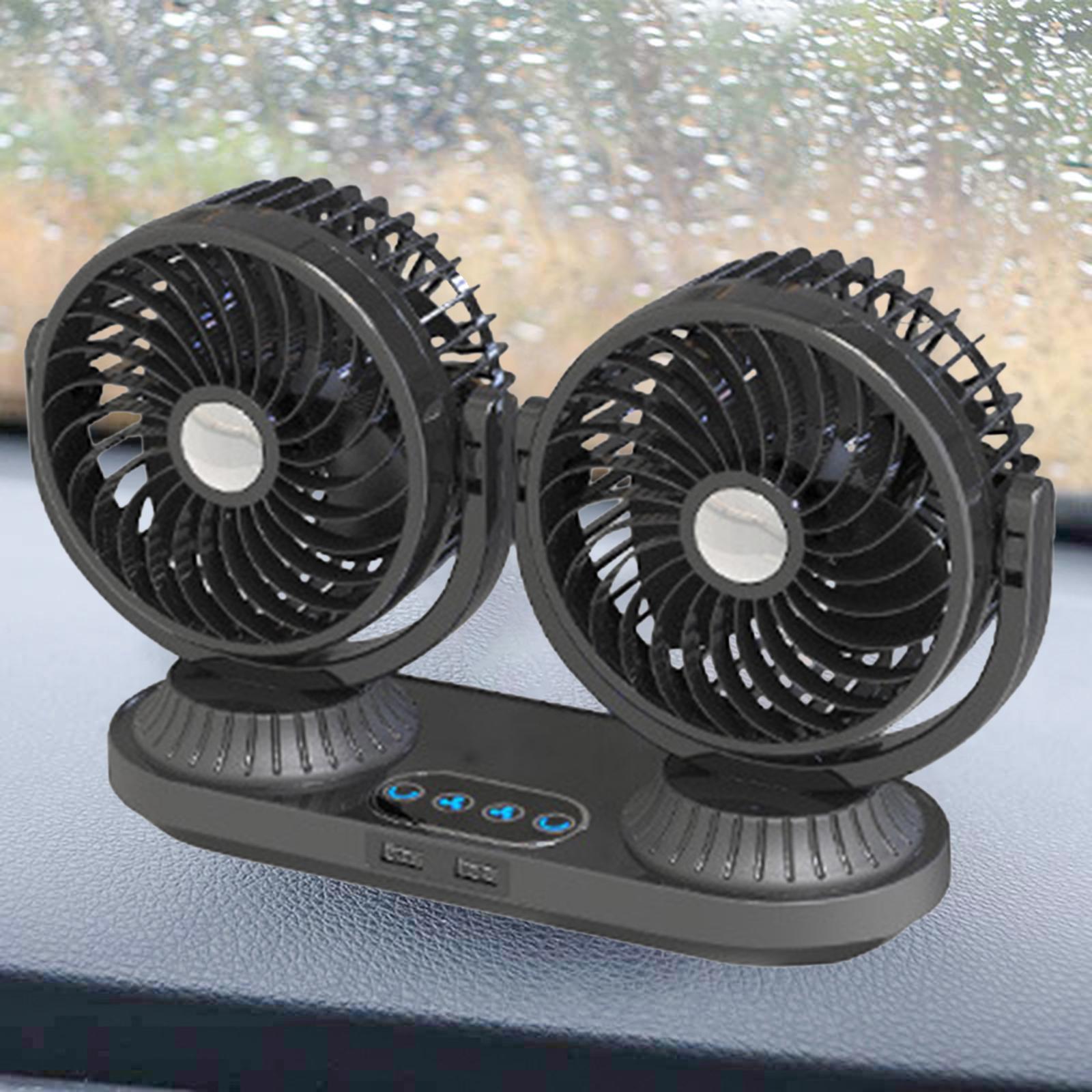 Dual Heads Car Fan 12V 24V Universal 360 Degree Rotating Air Circulation Fan