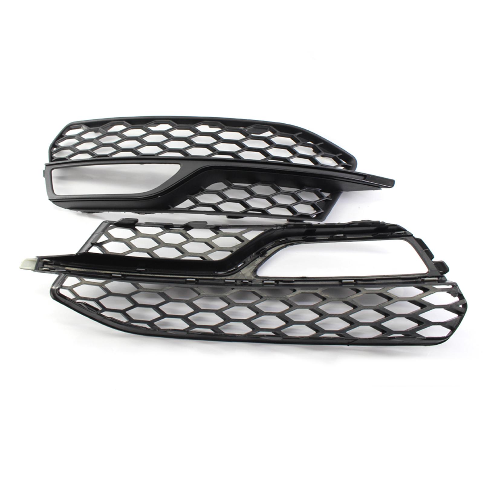 One Pair Replacement For Audi A3 S-Line S3 14-16 Bumper Honeycomb Fog Light Black Grille