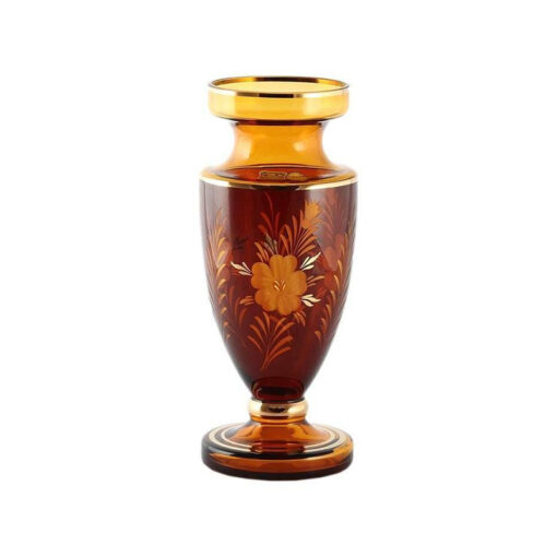 Lọ hoa pha lê Tiệp Khắc màu hổ phách Hàng chính hãng