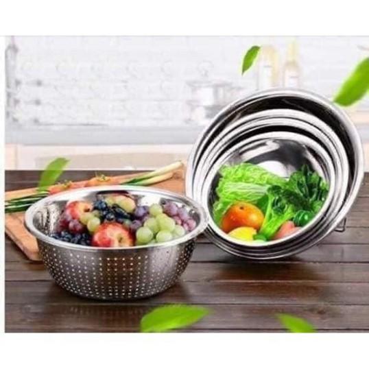 Sét rổ chậu inox 5 món