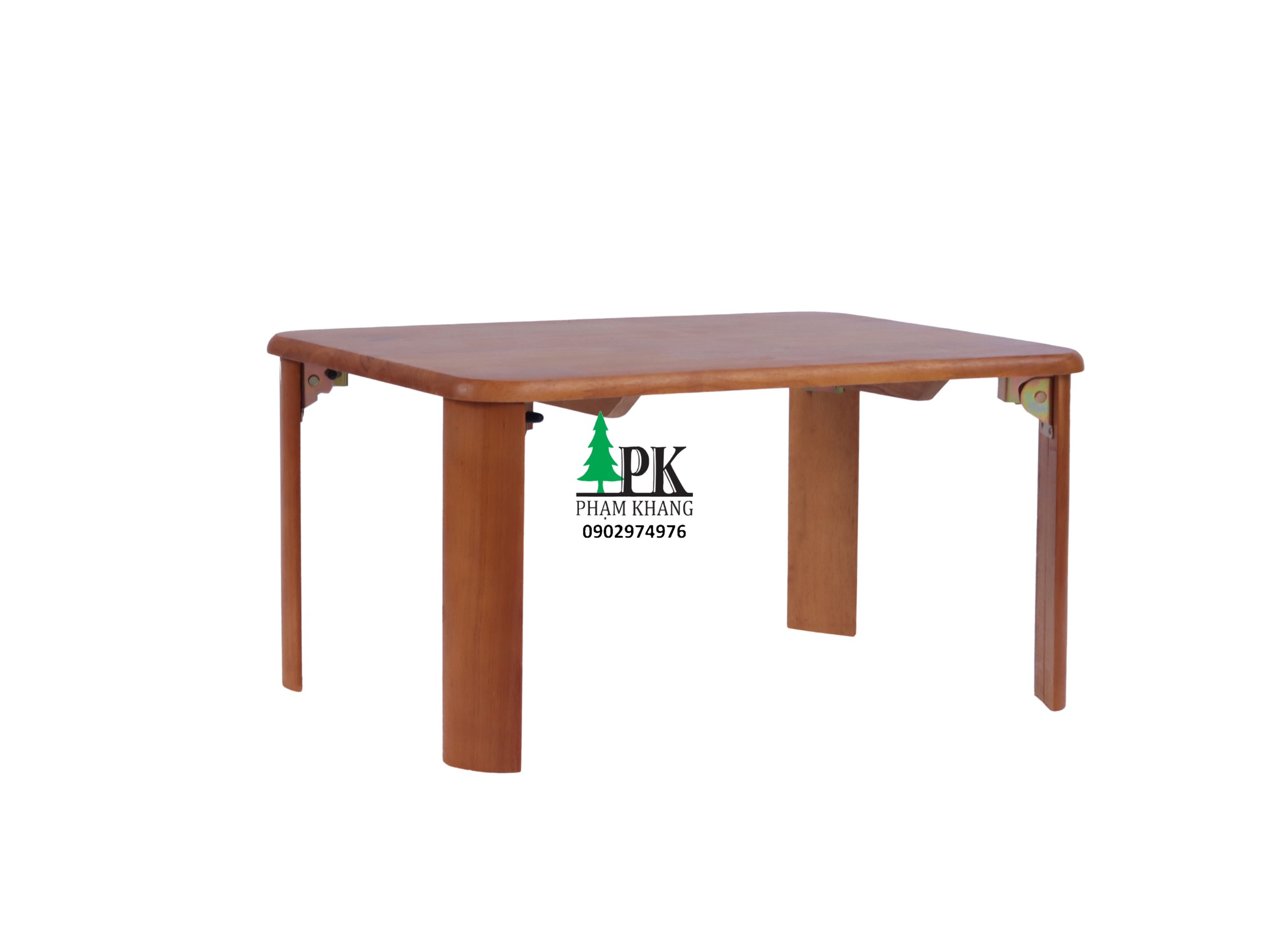 Bàn gỗ xếp chân bánh mì Phạm Khang - Gỗ cao su tự nhiên màu Gỗ Tự Nhiên/ Vàng Cherry - Kích thước 50 x 70 cm