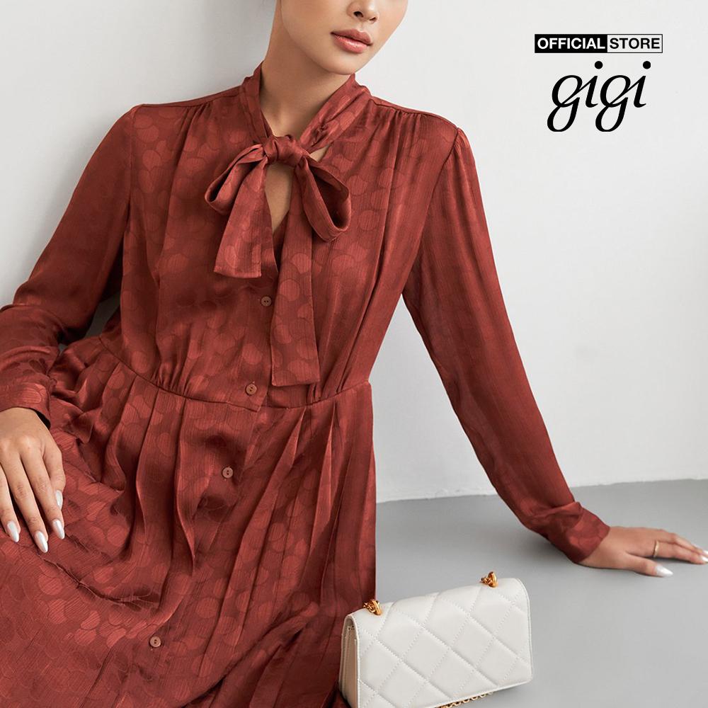 GIGI - Đầm mini tay dài cổ V phối thắt nơ to thời trang G2102D222151