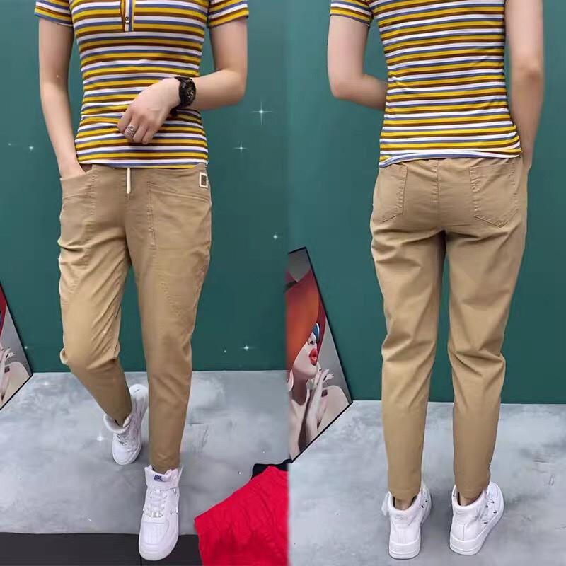 Bigsize Quần Baggy Nữ, Quần Kaki Nữ Cạp Chun có dây rút Phong Cách Trẻ Trung Sành Điệu Mẫu mới