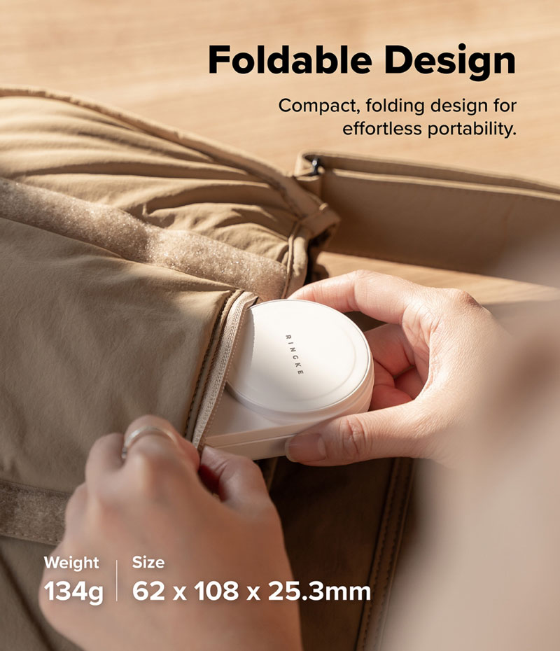 Đế sạc Ringke Stand Qi2 25W 3-in-1 Folding Magnetic Wireless Charger - Hàng Chính Hãng