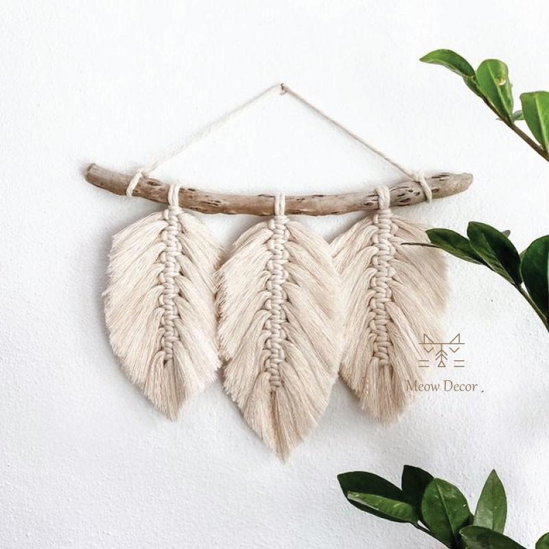 Mành macrame 3 lá siêu xinh xắn treo tường trang trí (W09)