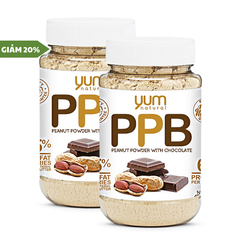 Combo 2 hũ bột bơ đậu phộng hữu cơ ít béo Yum Natural 450g vị Chocolate - Nutrition Depot Vietnam