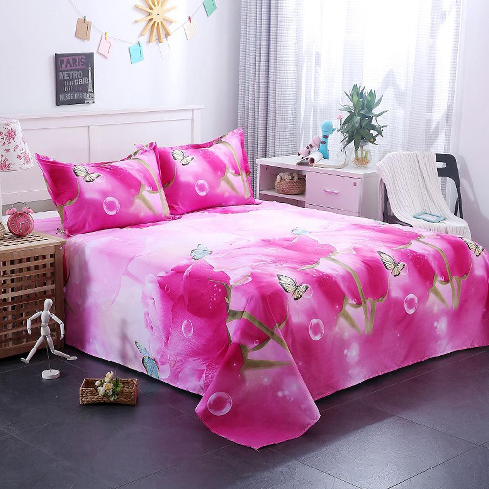 3 Tấm Bộ 3D In Hình Polyester Chăn Ga Gối Đệm Thiết Kế Hoa Chăn Ga Gối Phẳng 1 Cái Tờ: 230*230Cm, 2psc Vỏ Gối Nằm: 50*70Cm