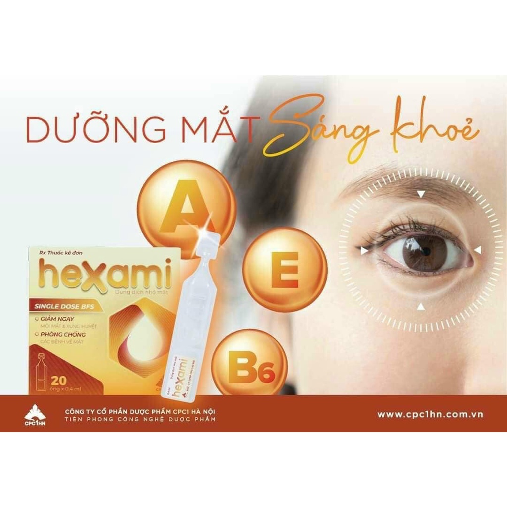 Dung dịch nhỏ mắt Hexami giảm mỏi mắt viêm bờ mi 20 ống x 40ml