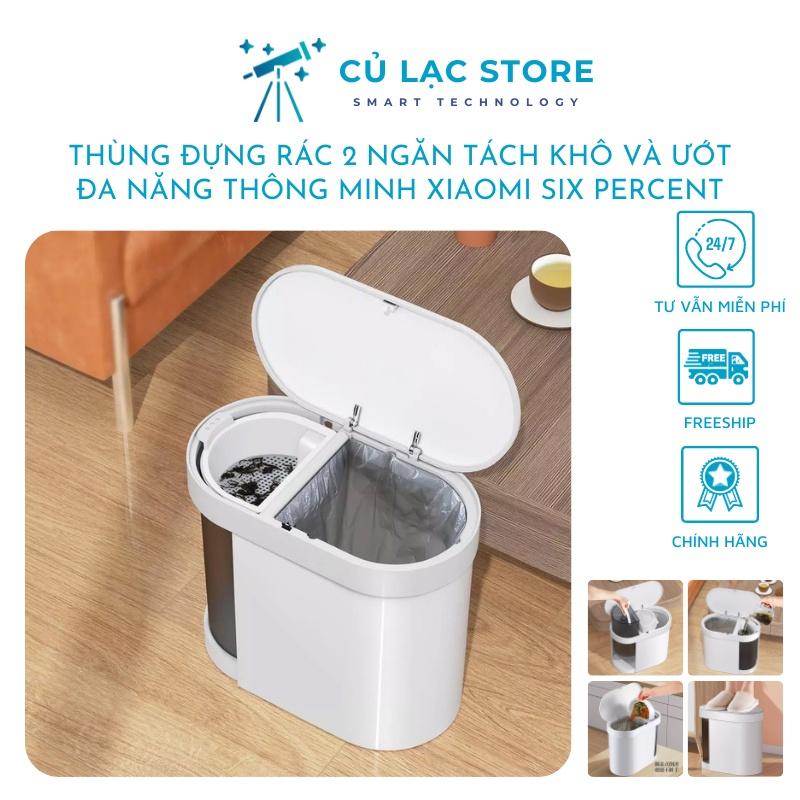 Thùng rác đa năng tách 2 ngăn khô, ướt có bộ lọc trà, chất liệu ABS siêu bền 15L