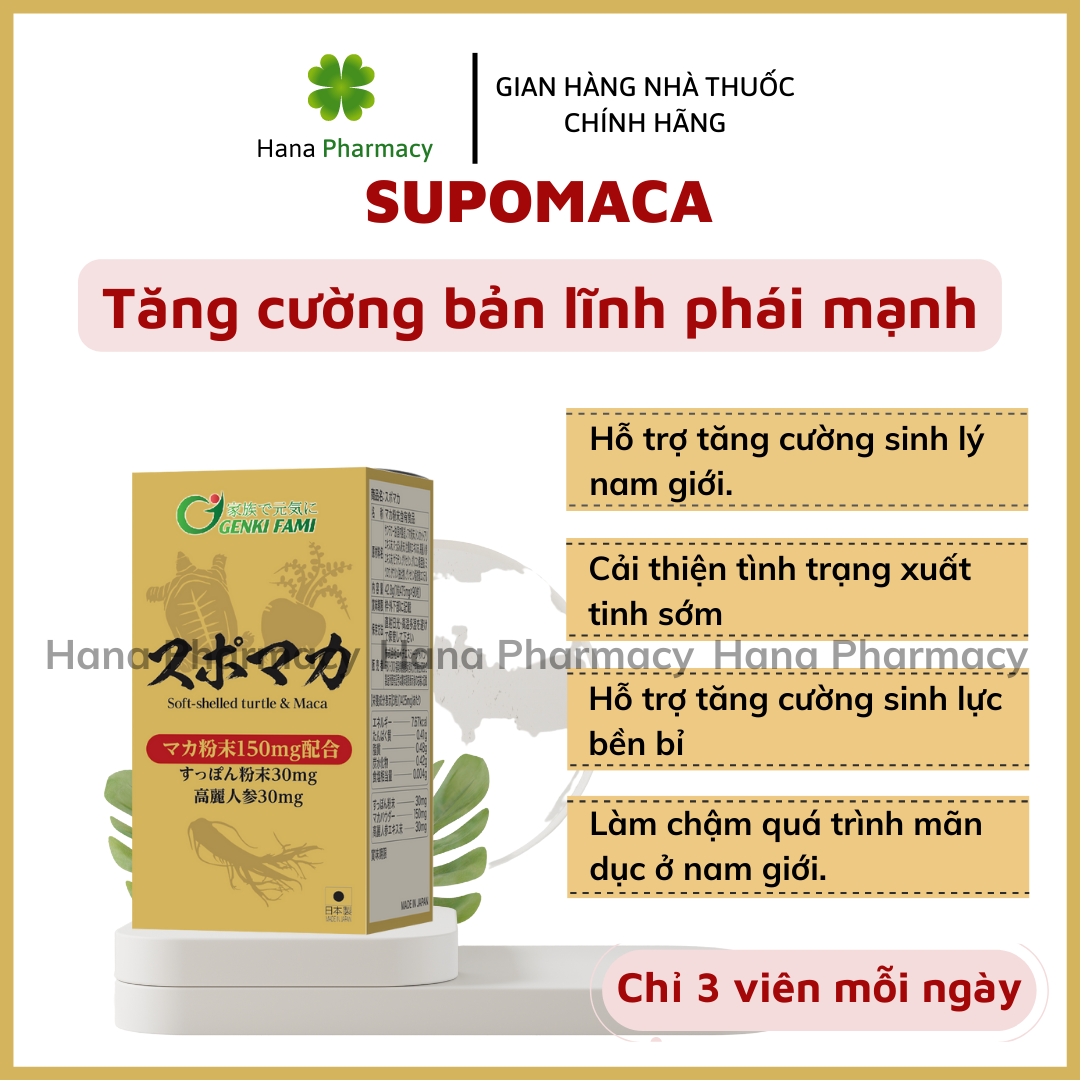Tăng cường sinh lý nam SUPOMACA - khẳng định phong độ và bản lĩnh phái mạnh với sự kết hợp 3 LOẠI SÂM QUÝ, tinh chất hàu biển, ba ba