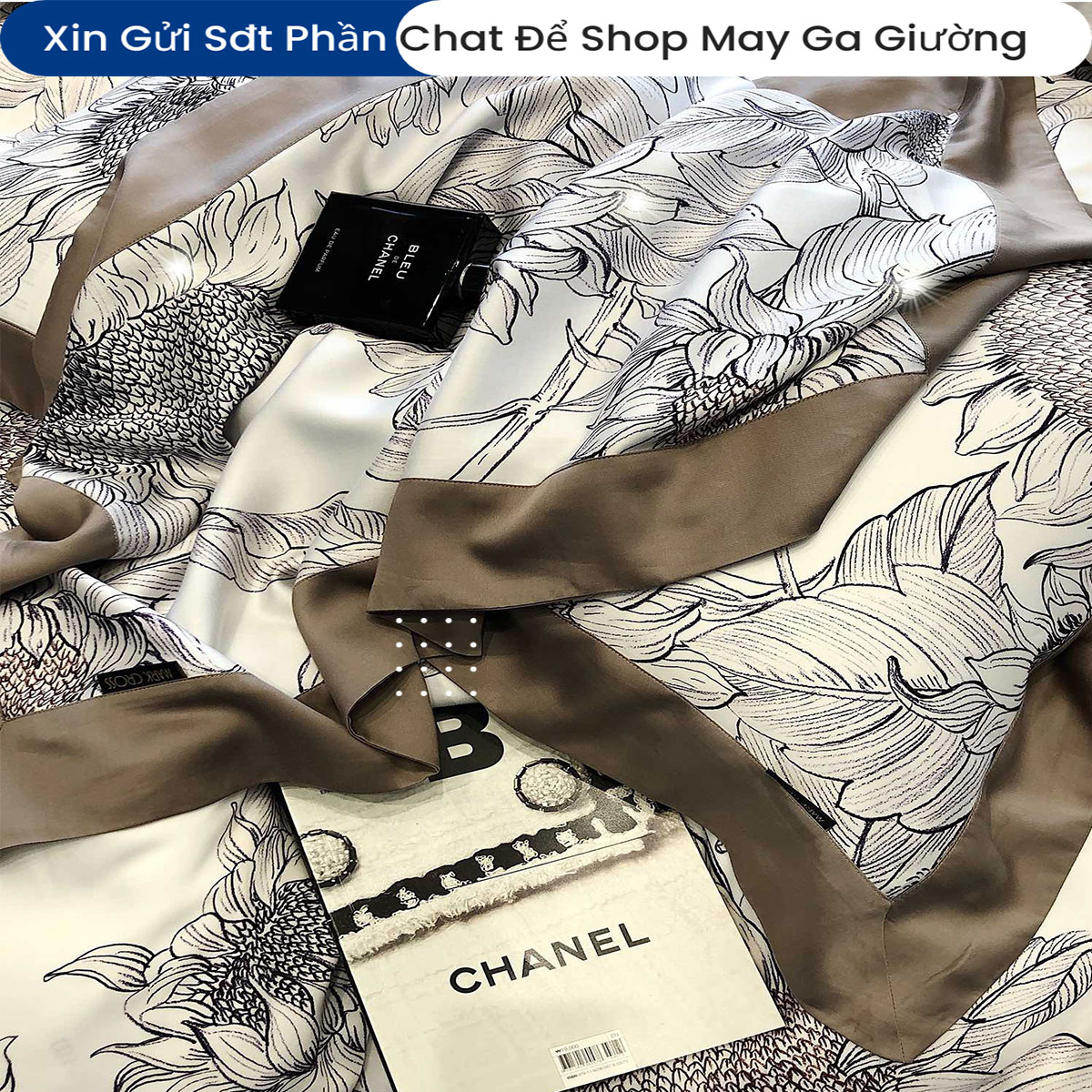 Bộ Chăn Ga Gối Đệm Lụa Tencel 100s Màu Trơn 5 Món Cao Cấp Chăn Chần Bông Lụa Mềm 03