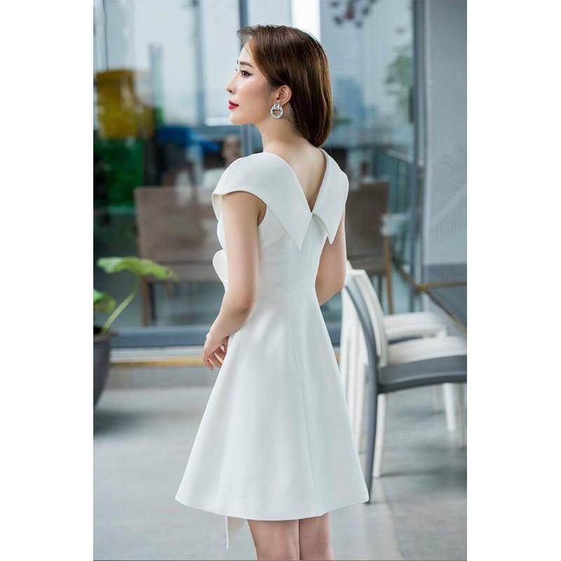 ĐẦM XOÈ CỔ V KẾT HOA SỨ ĐÍNH CƯỜM PHA LÊ - CÓ SIZE M/L ĐẾN 57KG - MS118YMM MM