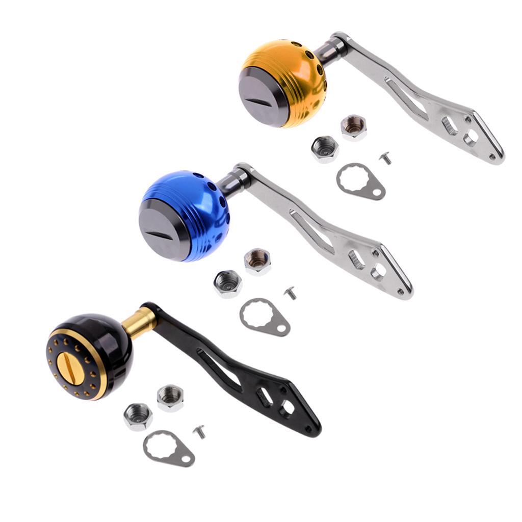Fishing Handle Reel Single Metal Knob Replacement Reel Handle Rocker for Baitcasting Spinning Reels, 3 Colors