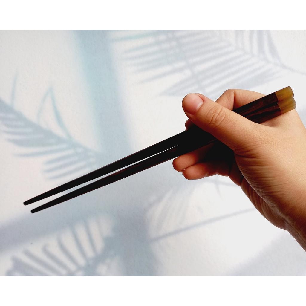 Đũa Gỗ Trắc Đỏ 23cm Gắn Sừng Vàng, Đũa Ăn Cơm Tiện Lợi, An Toàn Sức Khỏe