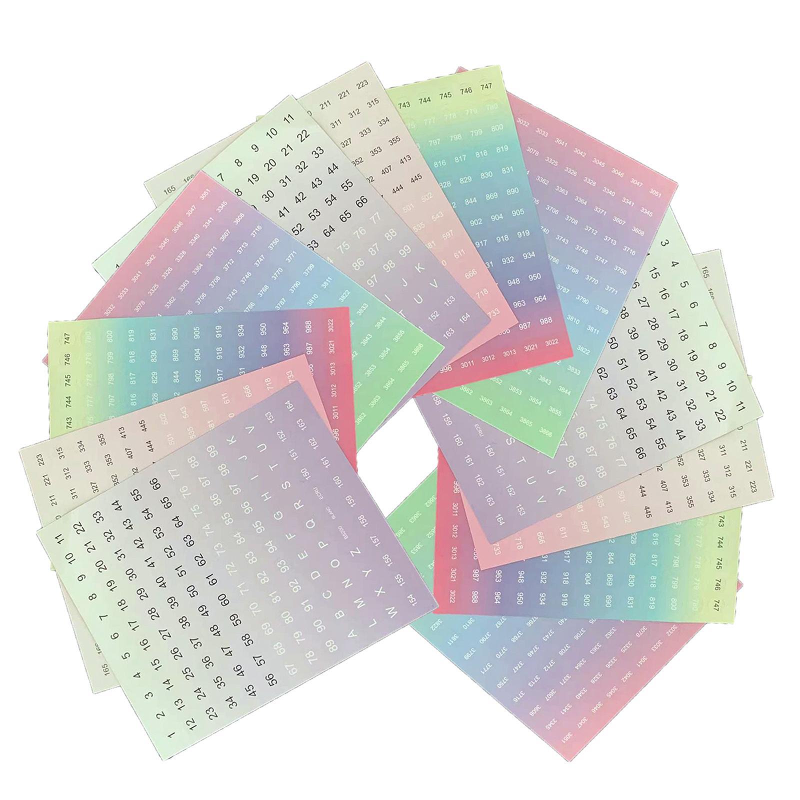 12 Sheet Color Number Stickers Labels for Accessory Storage Box for Adults Kids