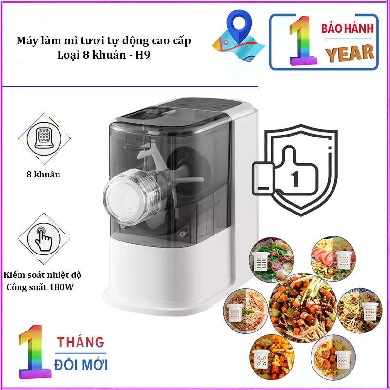 BH 12 tháng Máy làm mì tươi tự động H9 180W, gồm 8 loại khuôn