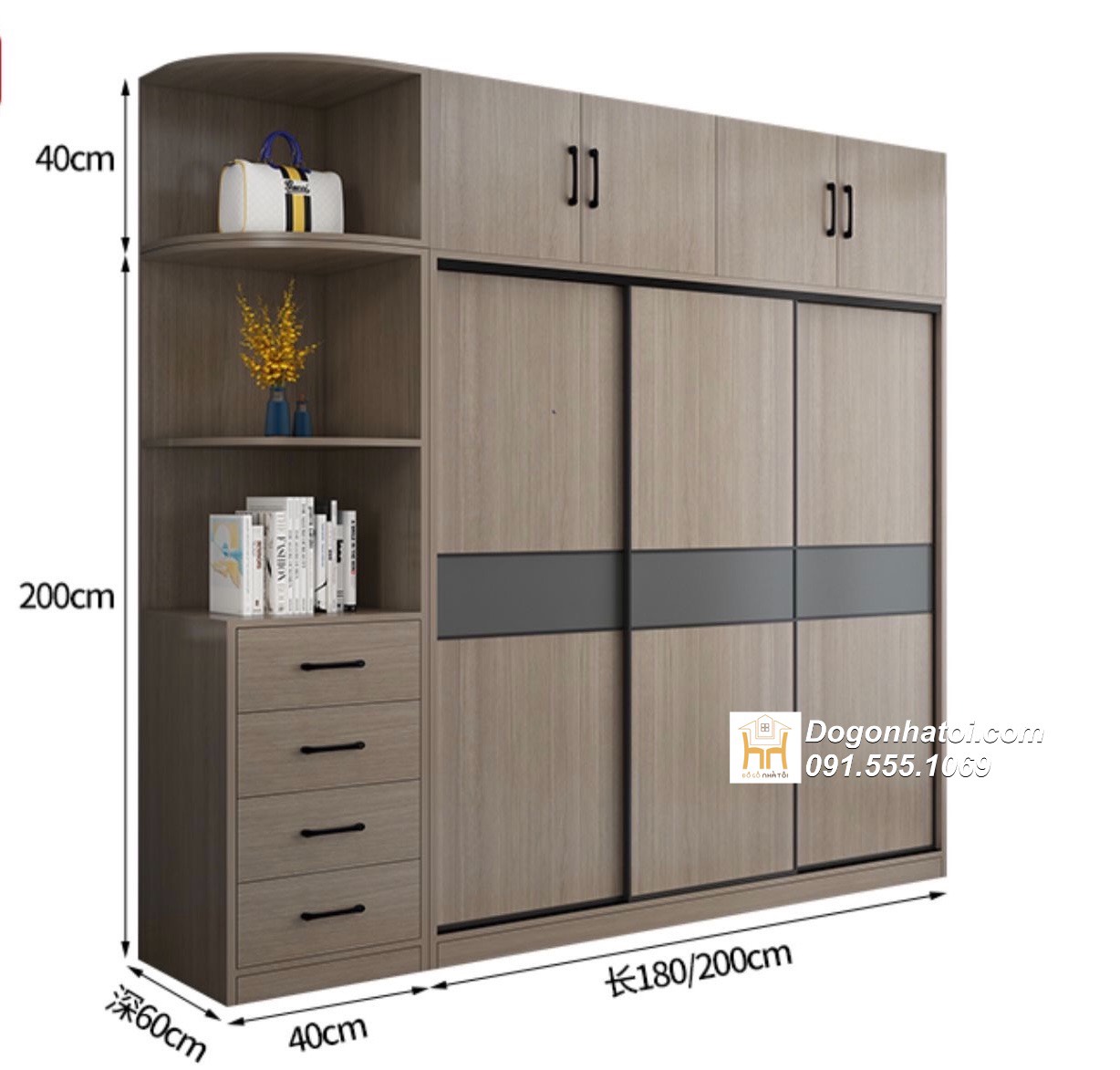 Tủ quần áo của lùa 4 cánh hiện đại C2m4 x D2m4 - TA252