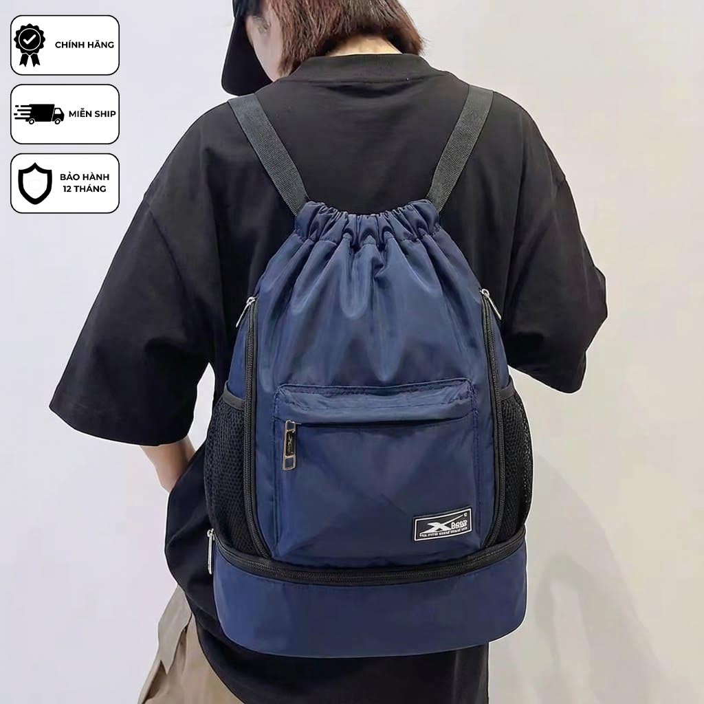 Balo dây rút thể thao xanh đen Xbags Wisdom Xb 6005, Chất liệu chống thấm nước hiệu quả, Chống tia UV
