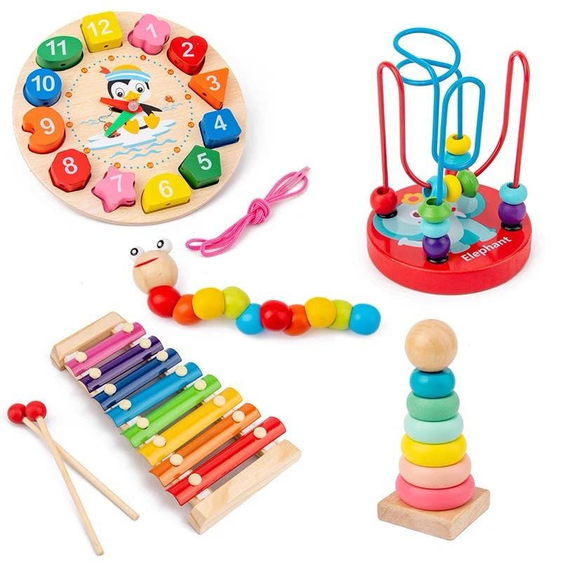 Combo bộ đồ chơi gỗ thông minh phát triển tư duy trí tuệ cho bé - Combo 4 5 7 8 món đồ chơi Montessori bằng gỗ an toàn