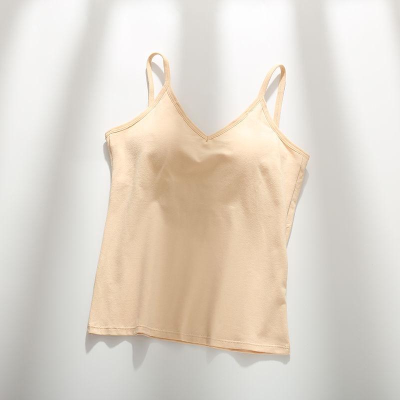 Áo hai dây lưng chữ U có đệm nâng đỡ vải Cotton tự nhiên co giãn tốt thoáng mát mã VAA0372