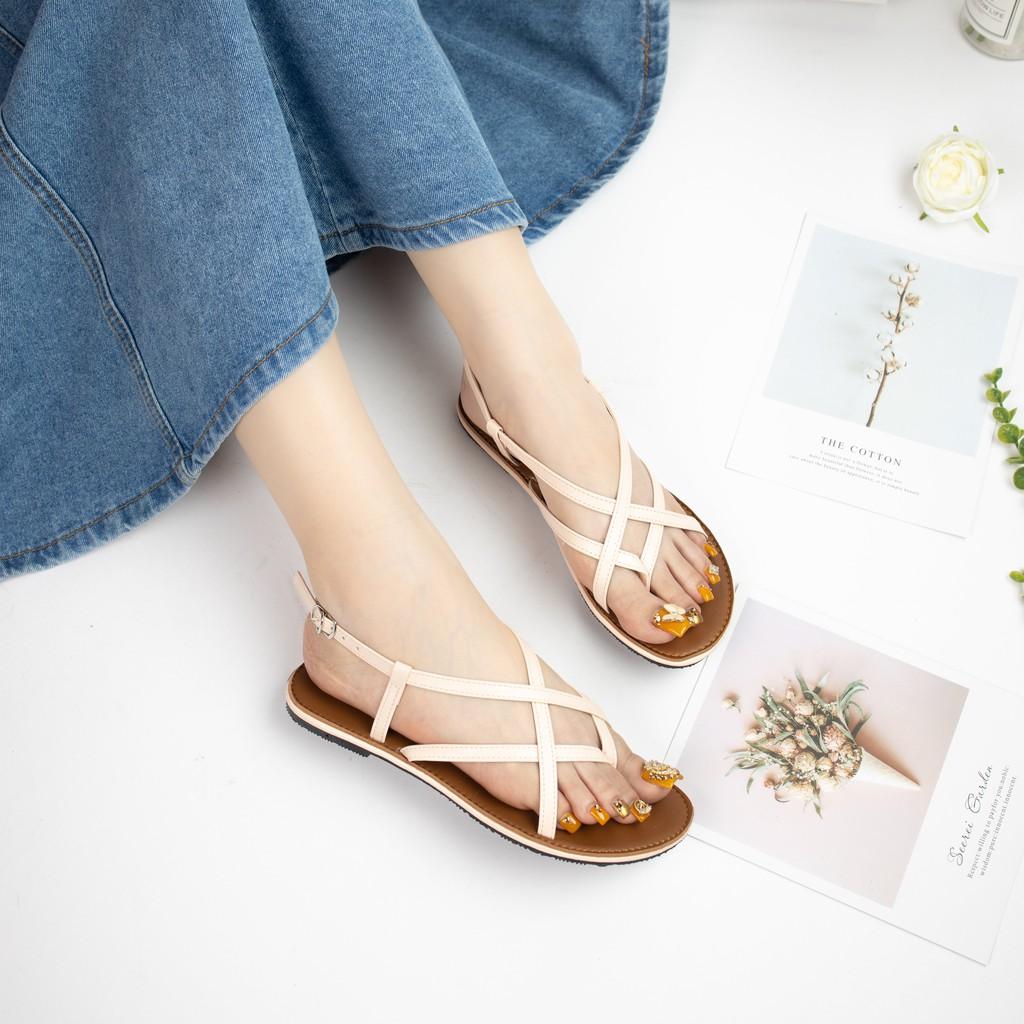 Giày sandal nữ xỏ ngón phối dây đan MWC NUSD- 2774