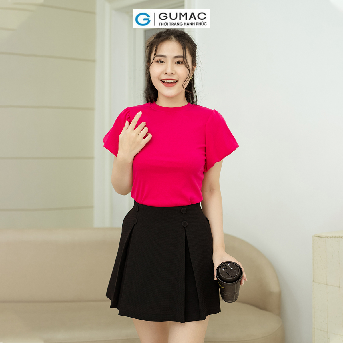 Quần váy đính nút GUMAC QD08057