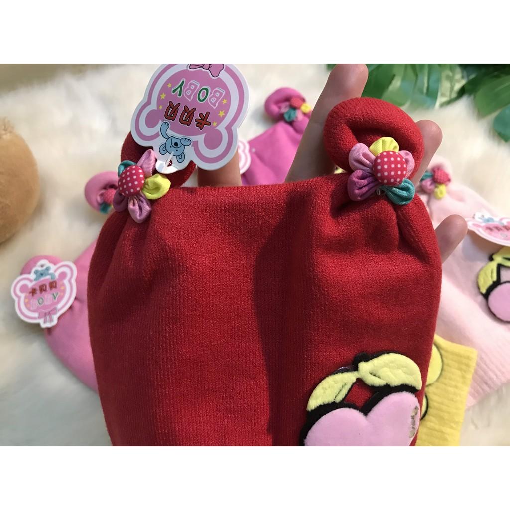 Mũ len 2 lớp Cherry siêu xinh siêu mịn cho bé gái 0-15 tháng