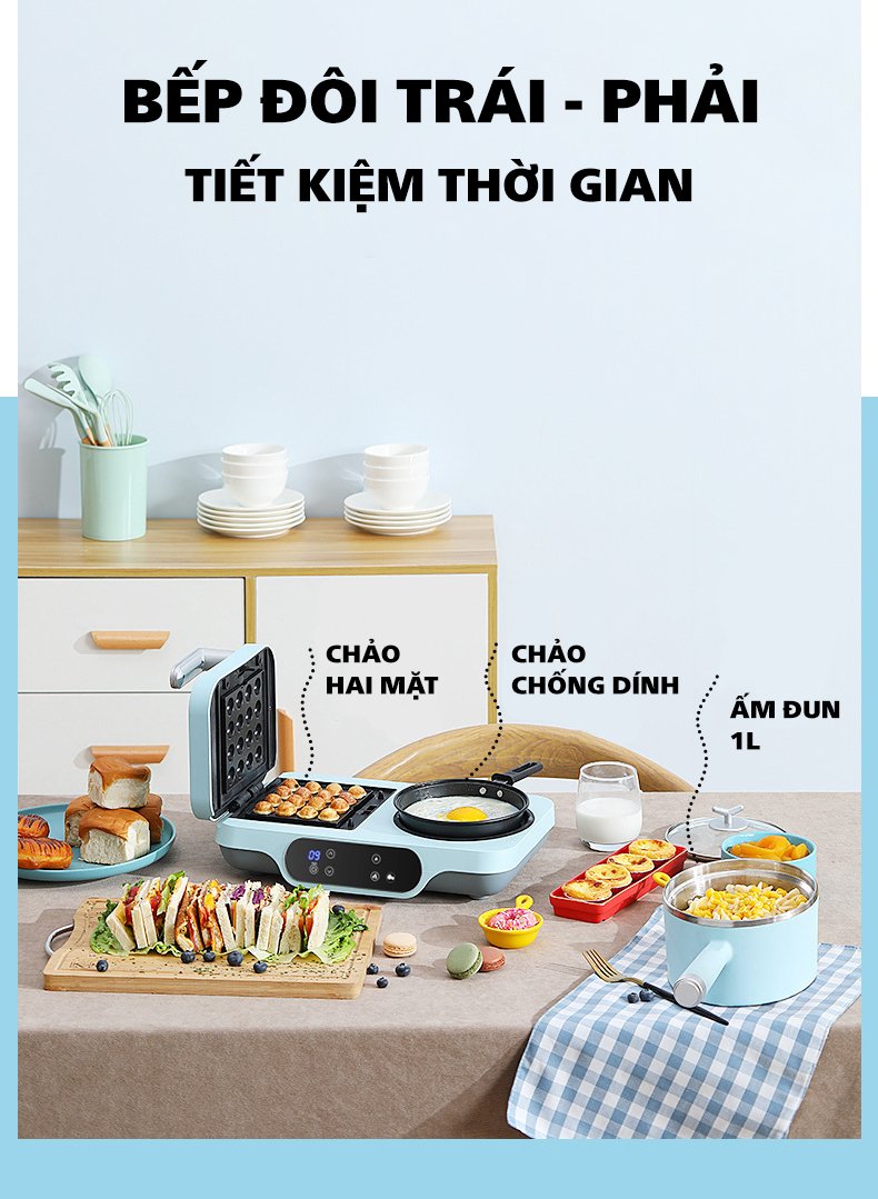 Máy làm đồ ăn sáng 3 trong 1 tiện lợi