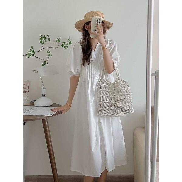 VÁY THÔ XẾP LI NGỰC TAY BỒNG FORM RỘNG “NANA DRESS