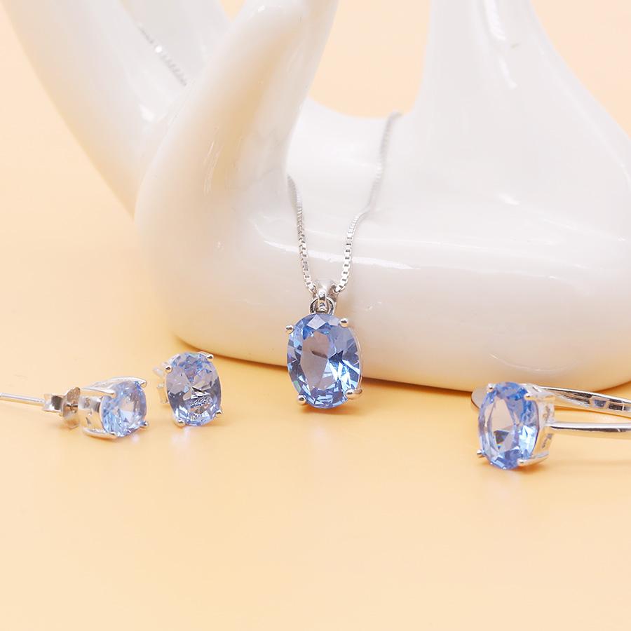 Bộ Trang Sức Nữ Bạc Đính Đá Topaz Xanh Thiên Nhiên Cao Cấp - BDM2311 - Bảo Ngọc Jewelry