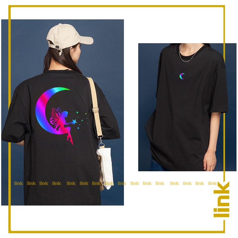 Áo thun phản quang 7 màu TRĂNG SAO đáng yêu tay lỡ unisex