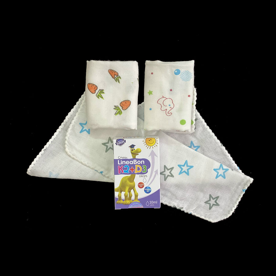 Combo 5 khăn xô trẻ em - Chất vải 2 lớp cotton bền đẹp, mềm mịn, phù hợp cho da bé - Sản phẩm in họa tiết ngộ nghĩnh đáng yêu