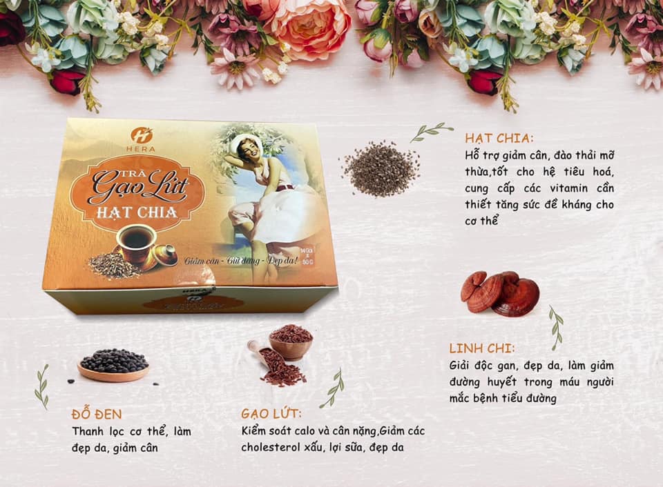 Trà hỗ trợ giảm cân gạo lứt hạt chia HERA