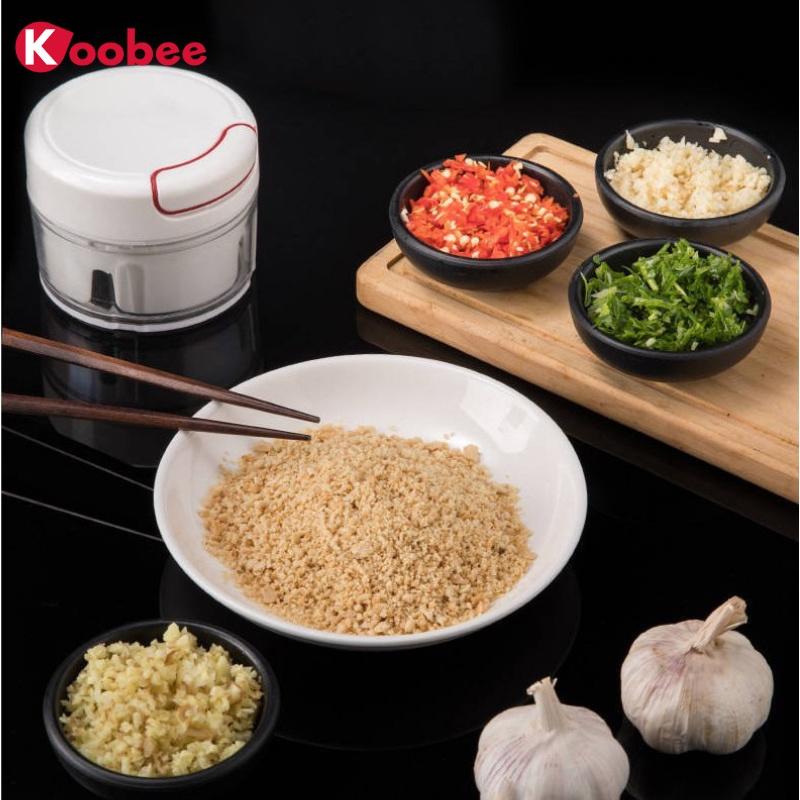 Máy xay tỏi ớt cầm tay Mini Food Chopper 2 lưỡi chính hãng, Dụng cụ xay tỏi ớt, thực phẩm đa năng KOOBEE