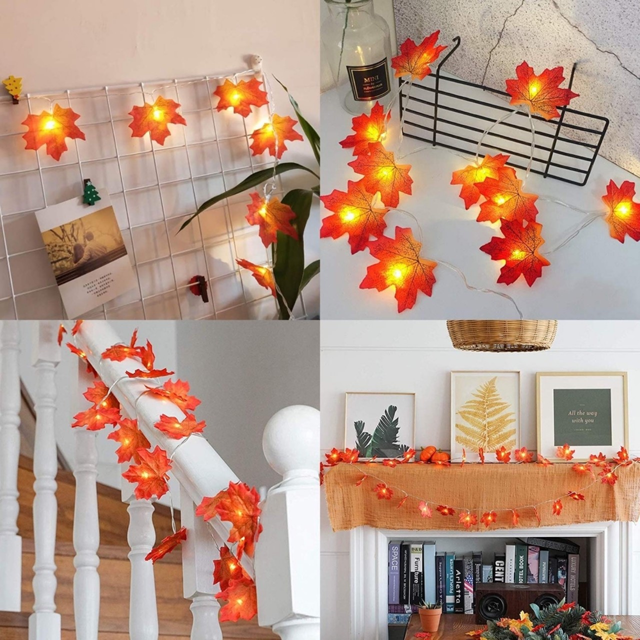 Dây đèn led lá phong - Dây lá phong nhân tạo gắn đèn trang trí phòng ngủ, quán cafe, nhà hàng,... độc đáo